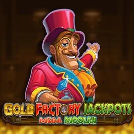 Try Gold Factory Jackpots Mega Moolah slot by Aurum Signature Studios on wildsrobin.at – logo image